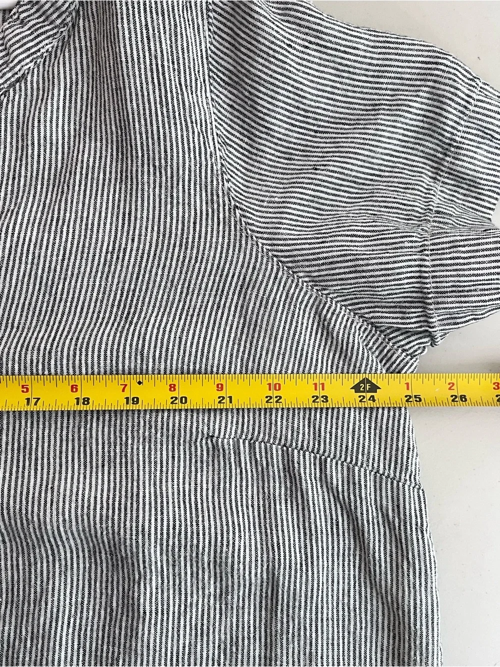 Tahari Sz 2X V-Neck Short-Sleeve 100% Linen Striped Coastal Minimalist Dress - Picture 8 of 10